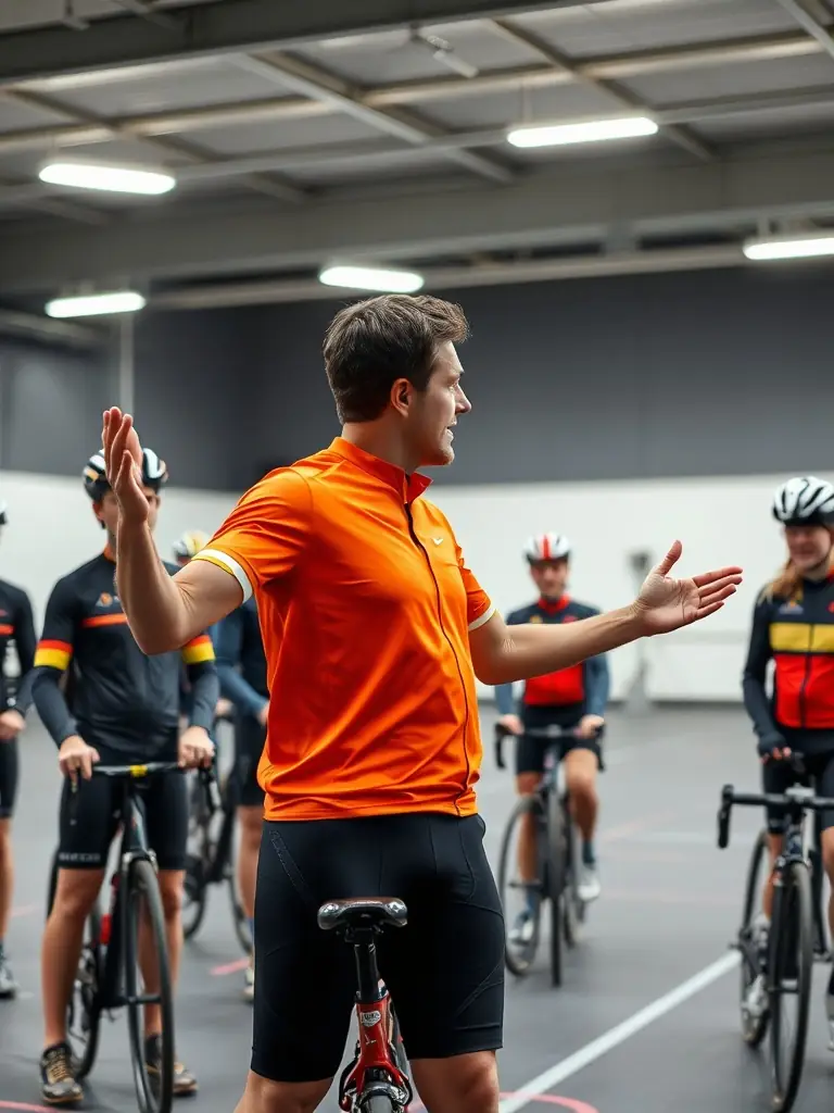A cyclist receiving personalized coaching and feedback during a one-on-one training session, focusing on technique and form improvement.
