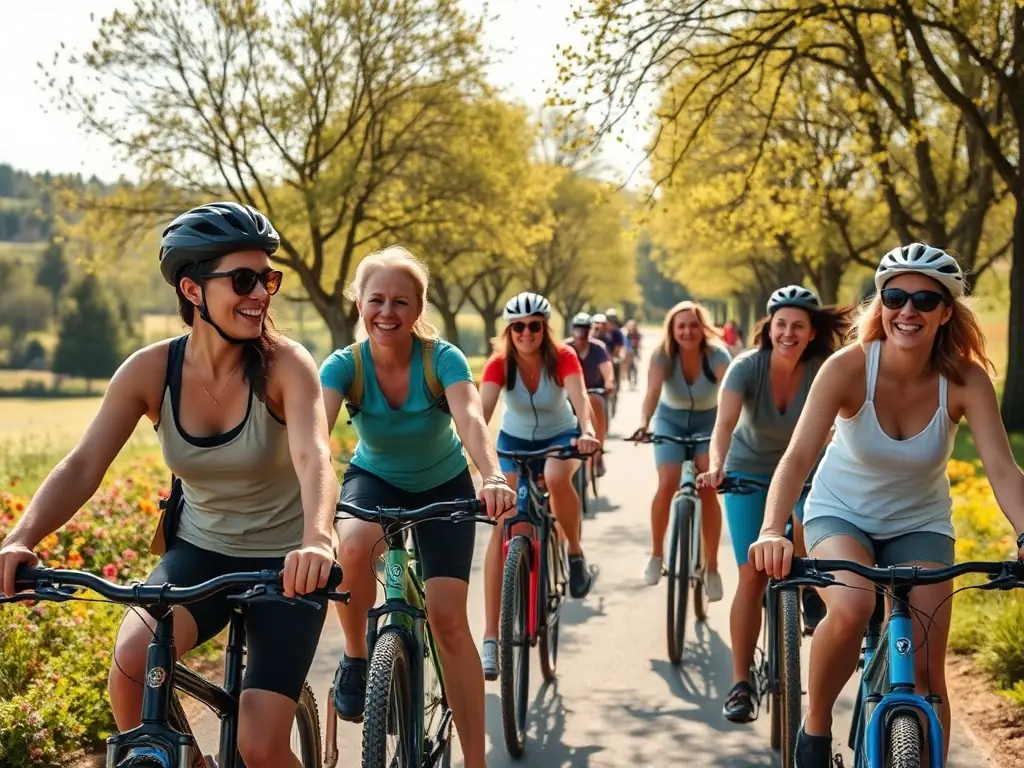 A diverse group of cyclists from CSCAC are shown laughing and chatting after a training session, emphasizing the social and community aspect of the club.